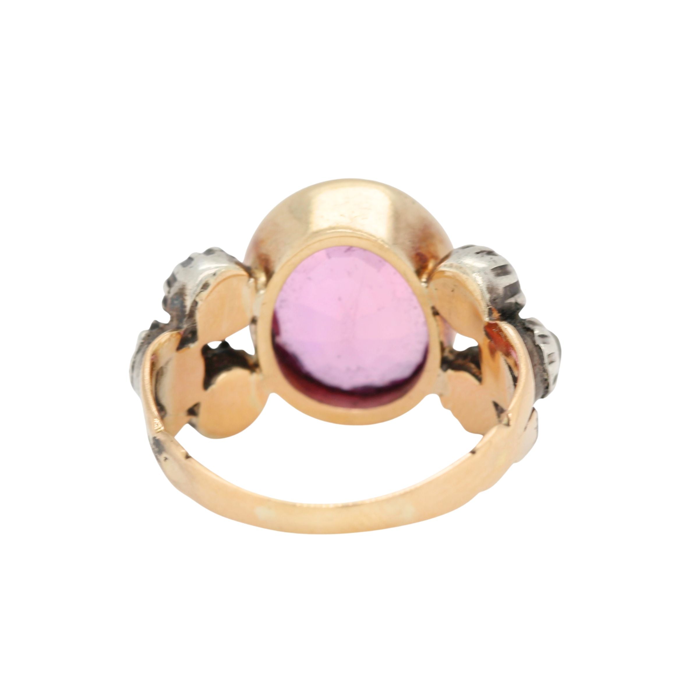 Victorian Pink Topaz and Diamond Ring-Charlotte Sayers Antique Jewellery