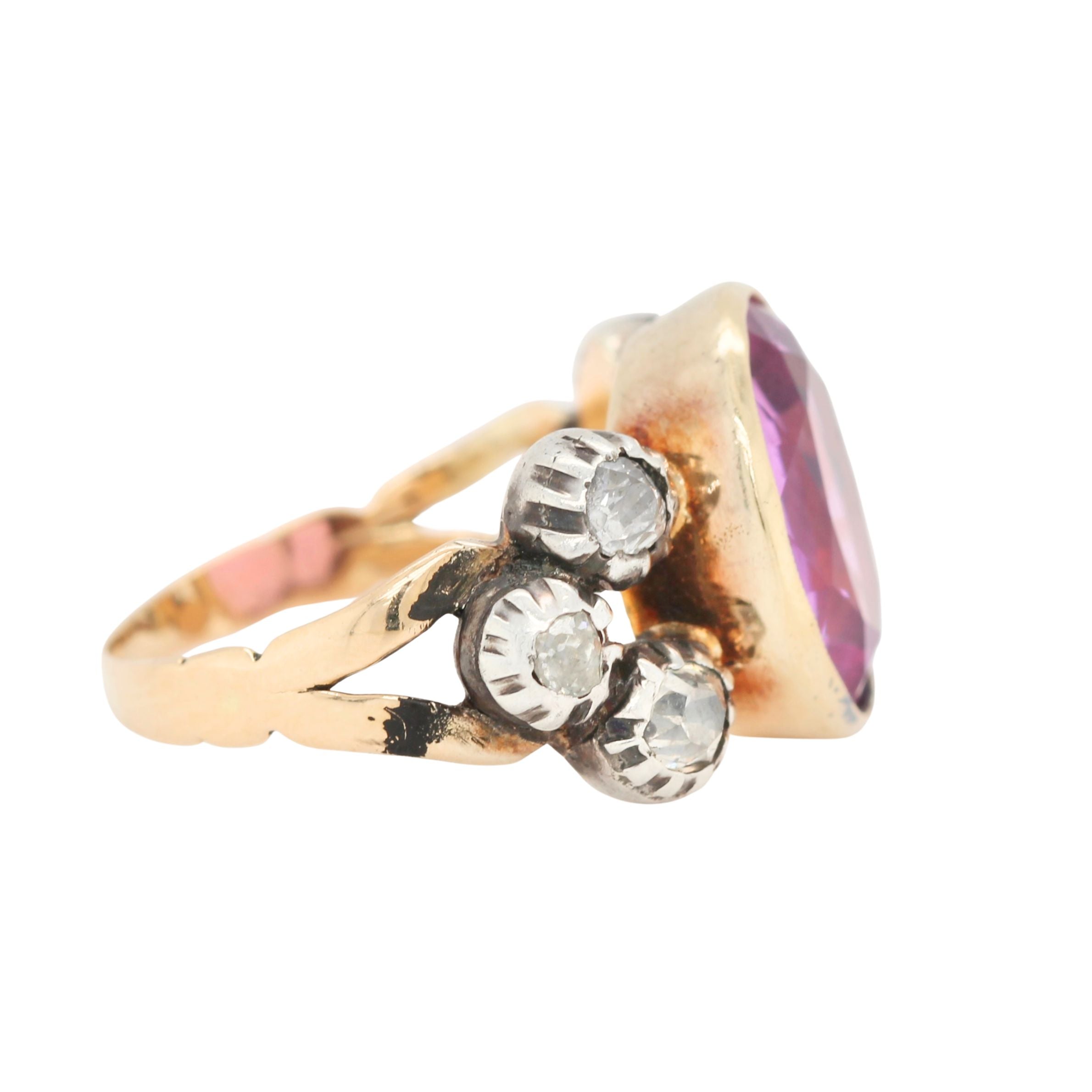 Victorian Pink Topaz and Diamond Ring-Charlotte Sayers Antique Jewellery