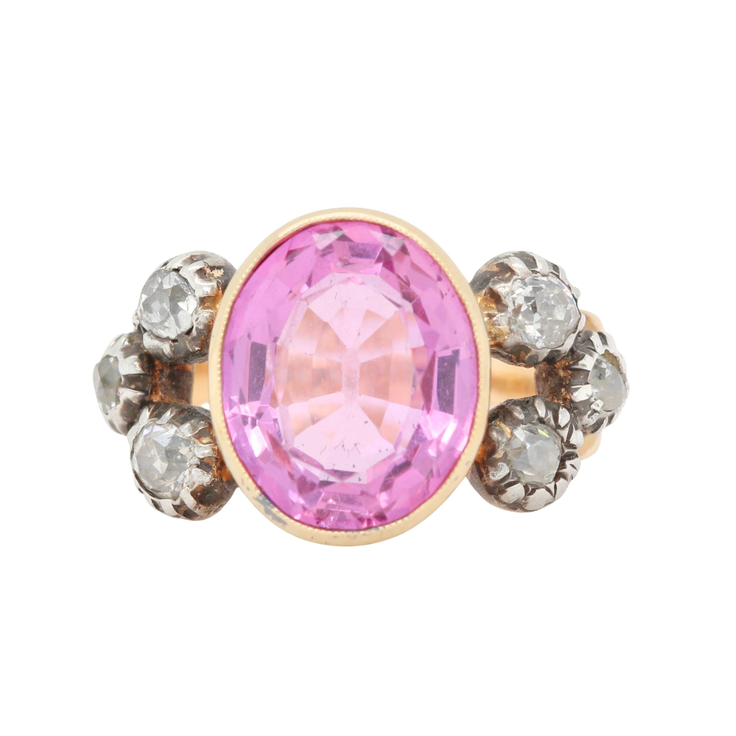 Victorian Pink Topaz and Diamond Ring-Charlotte Sayers Antique Jewellery