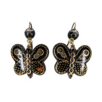 Victorian Pique Butterfly Earrings-Charlotte Sayers Antique Jewellery