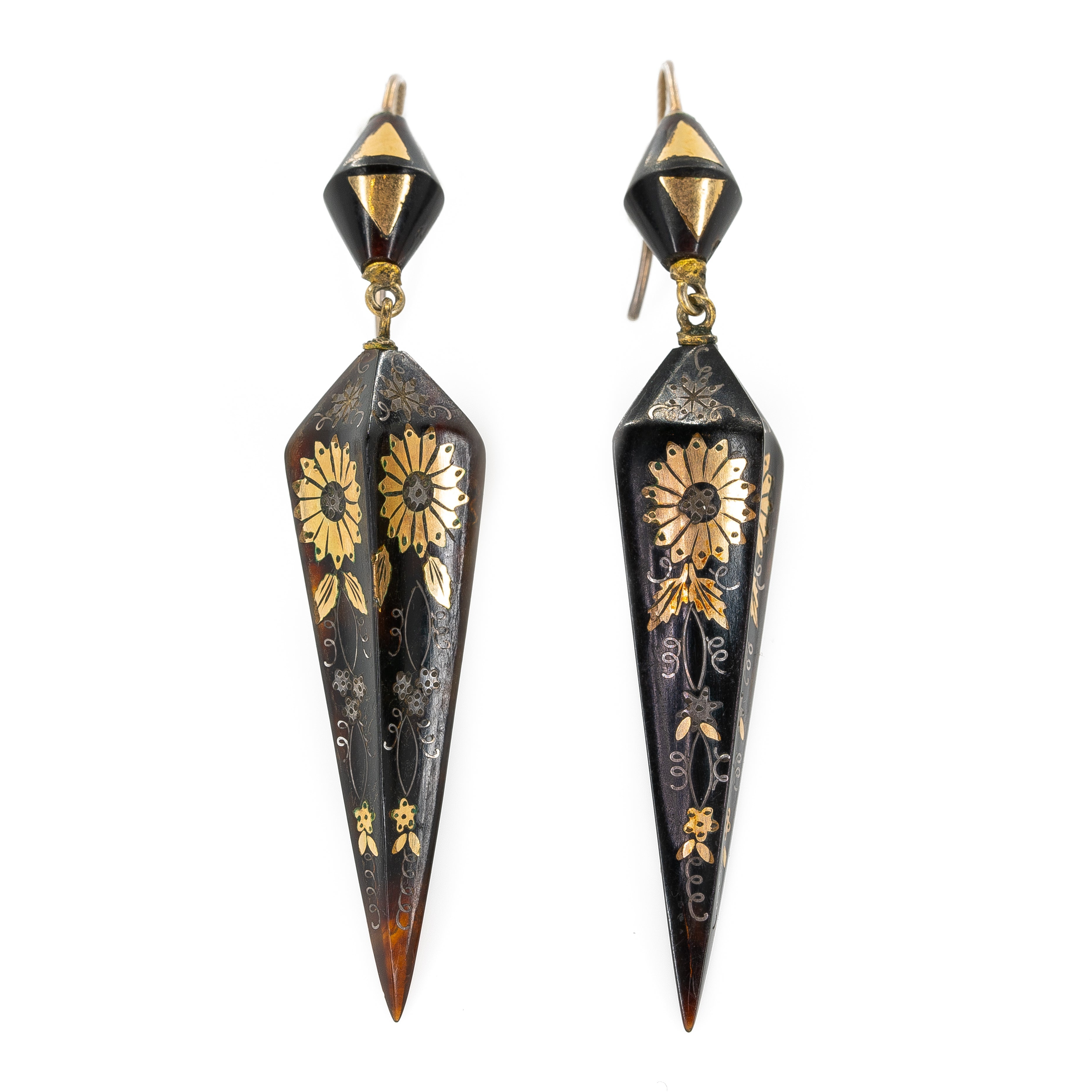 Victorian Pique Earrings-Charlotte Sayers Antique Jewellery