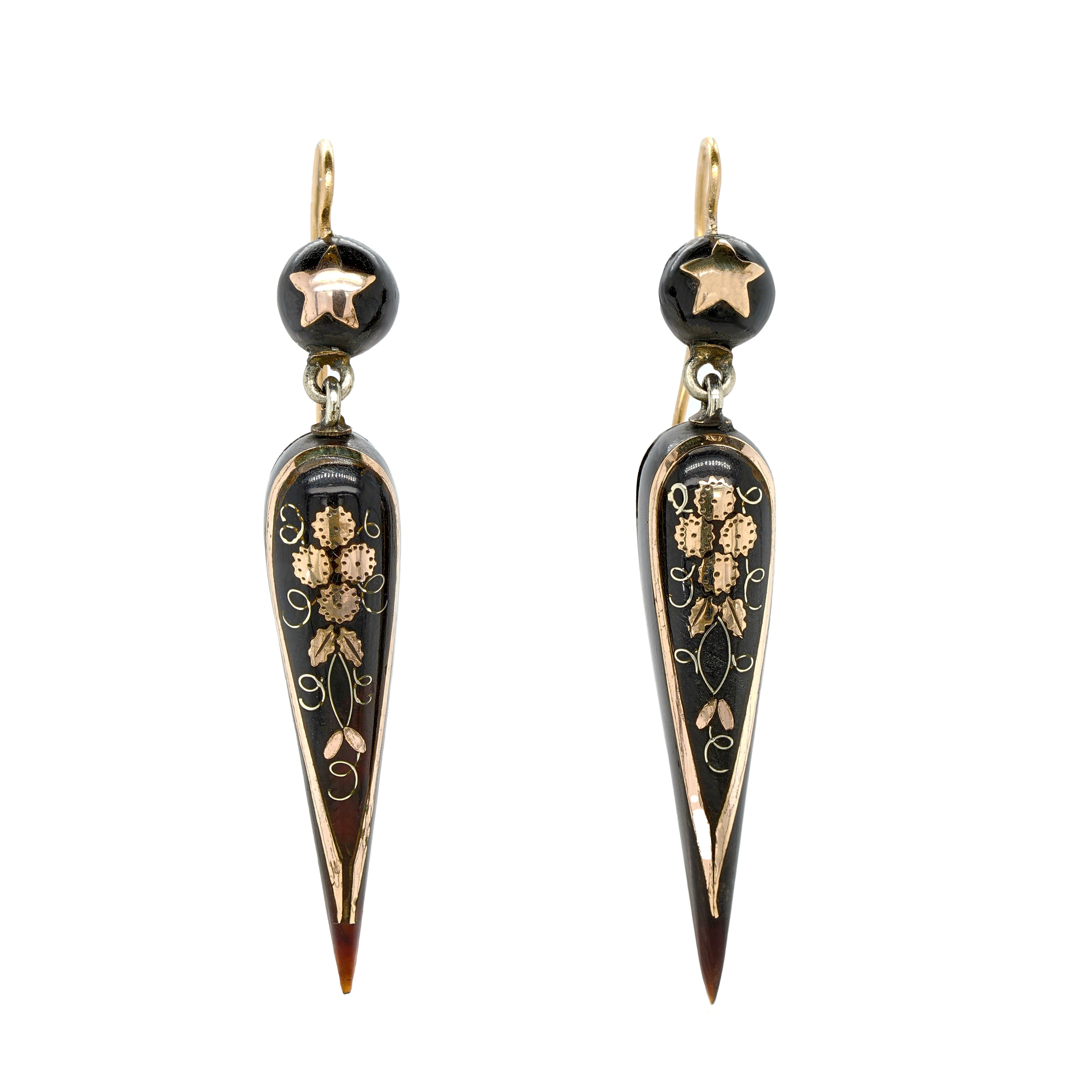 Victorian Pique Earrings-Charlotte Sayers Antique Jewellery