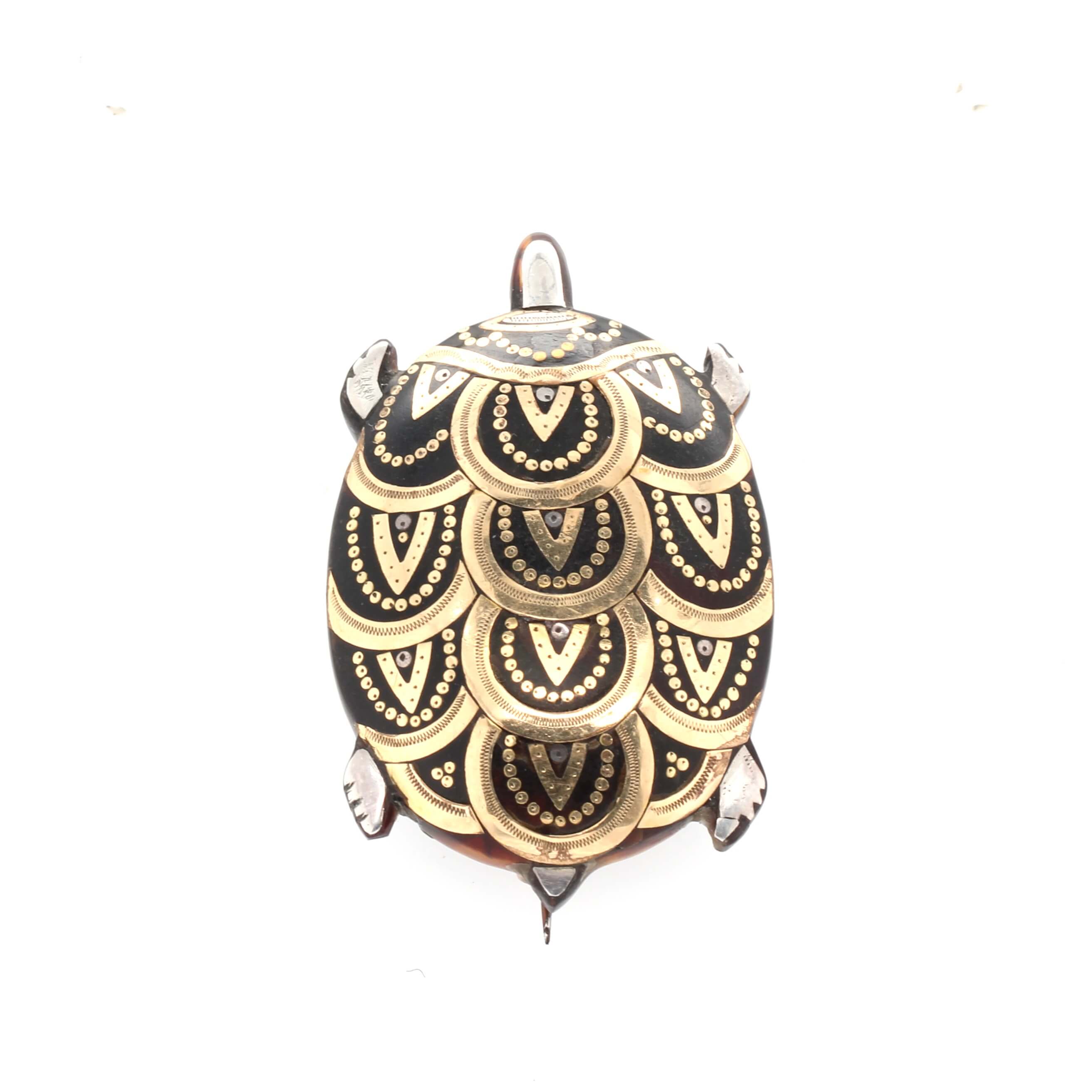 Victorian Pique Turtle Brooch-Charlotte Sayers Antique Jewellery