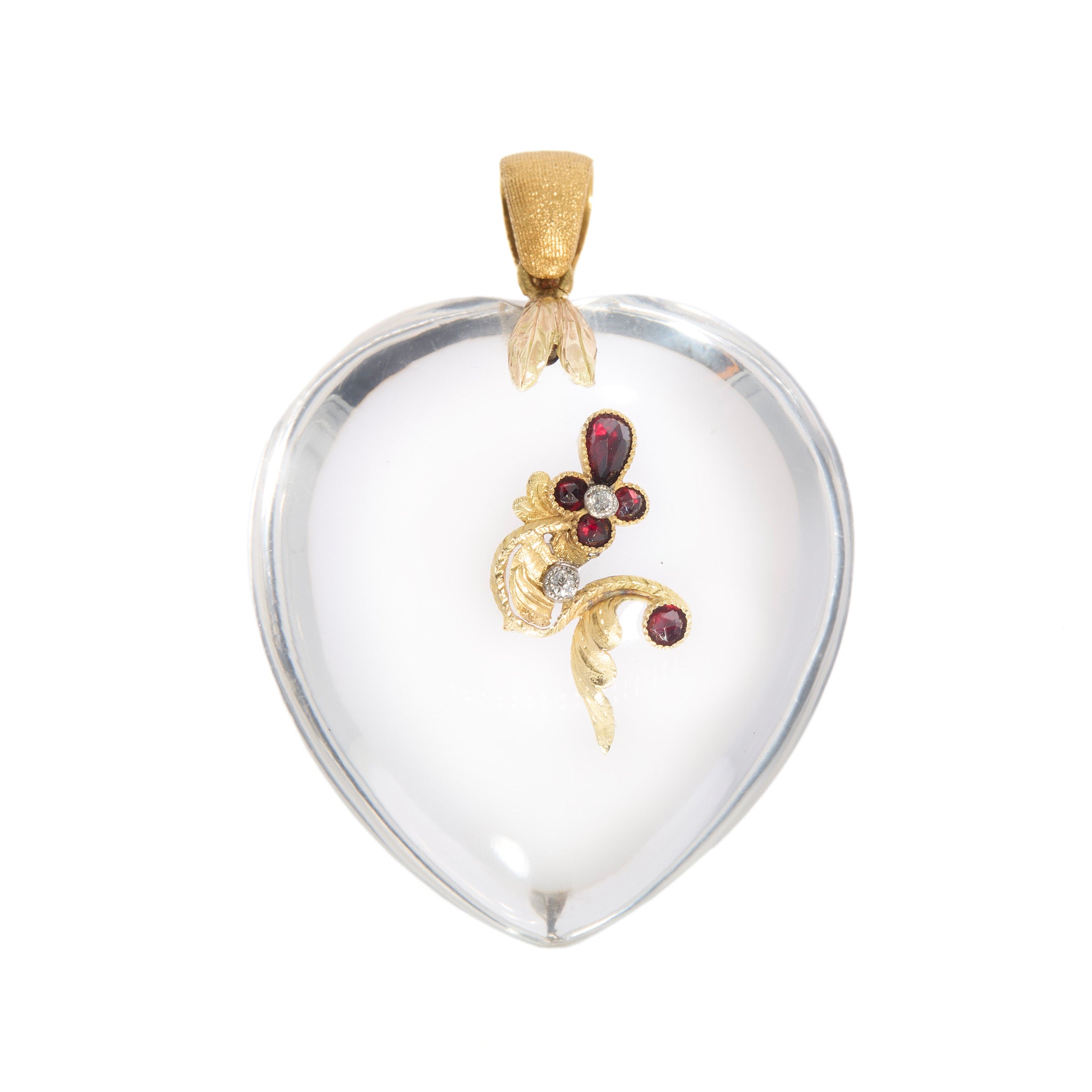 Victorian Rock Crystal Heart Pendant-Charlotte Sayers Antique Jewellery