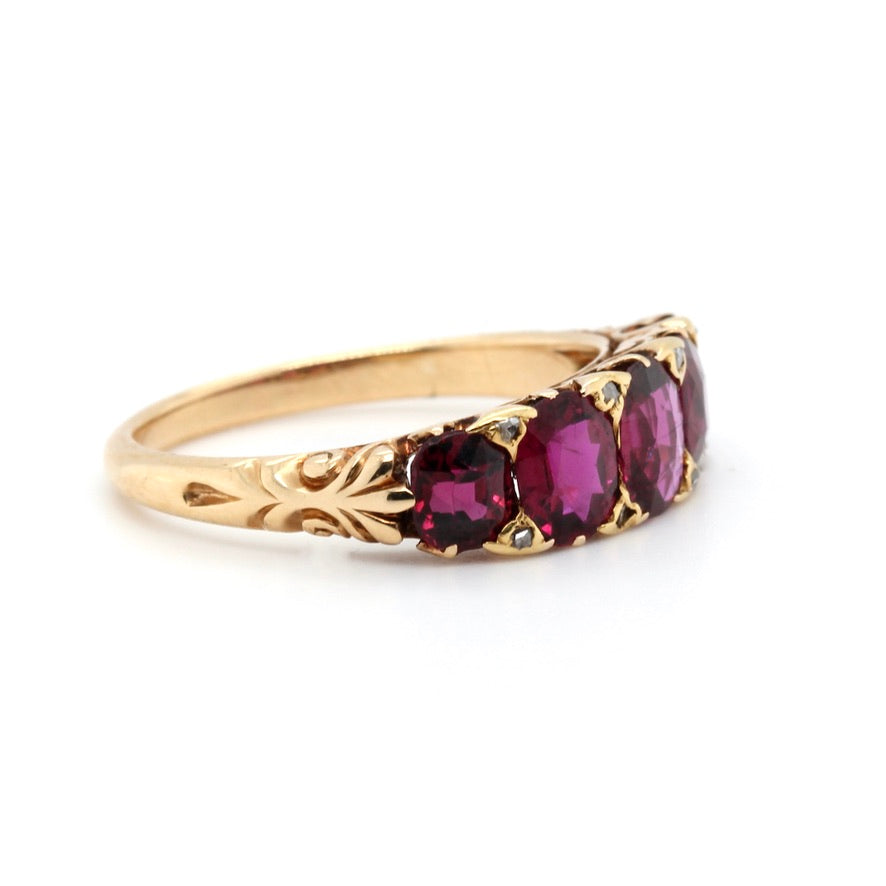 Victorian Ruby 5 Stone Ring-Charlotte Sayers Antique Jewellery