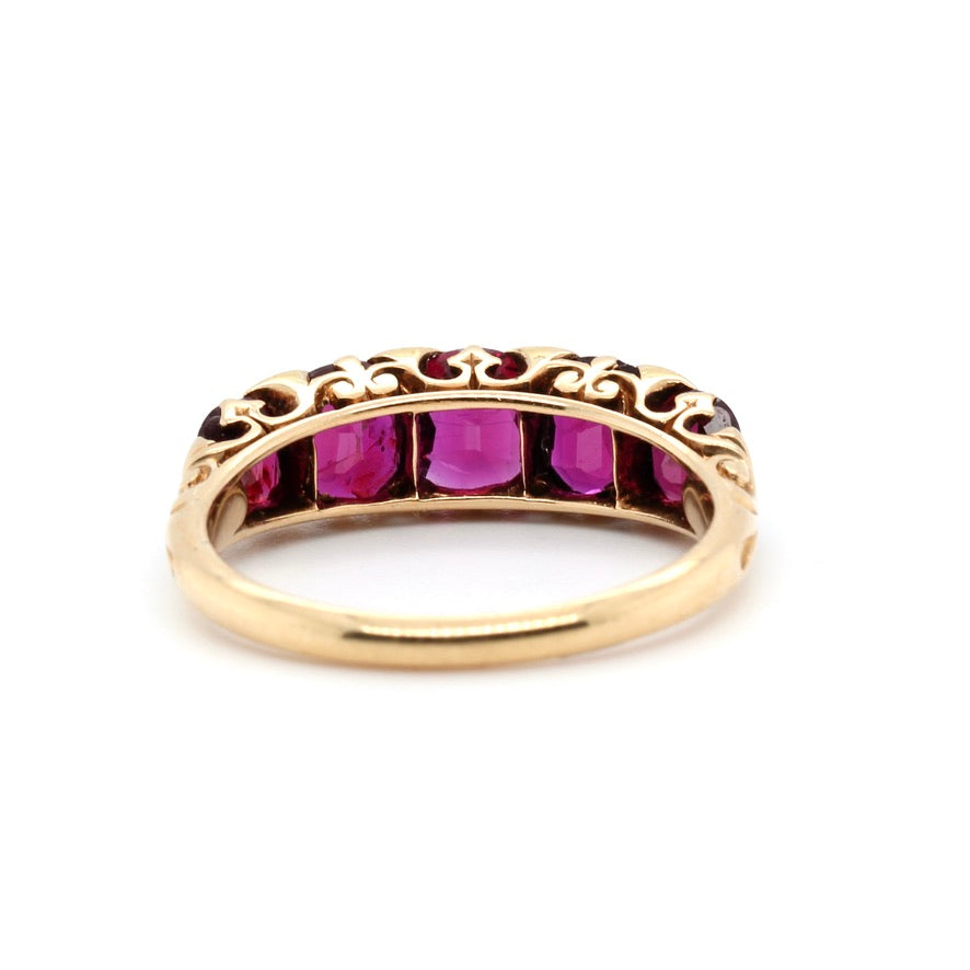 Victorian Ruby 5 Stone Ring-Charlotte Sayers Antique Jewellery