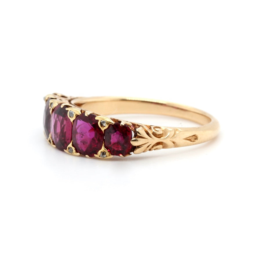 Victorian Ruby 5 Stone Ring-Charlotte Sayers Antique Jewellery