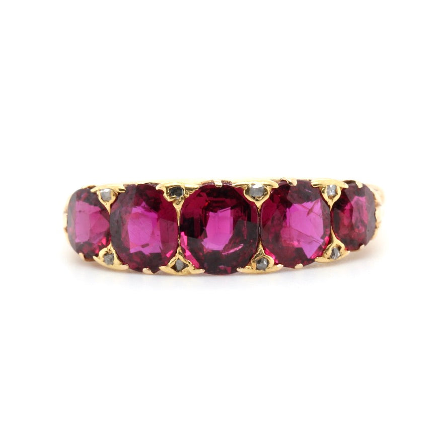 Victorian Ruby 5 Stone Ring-Charlotte Sayers Antique Jewellery