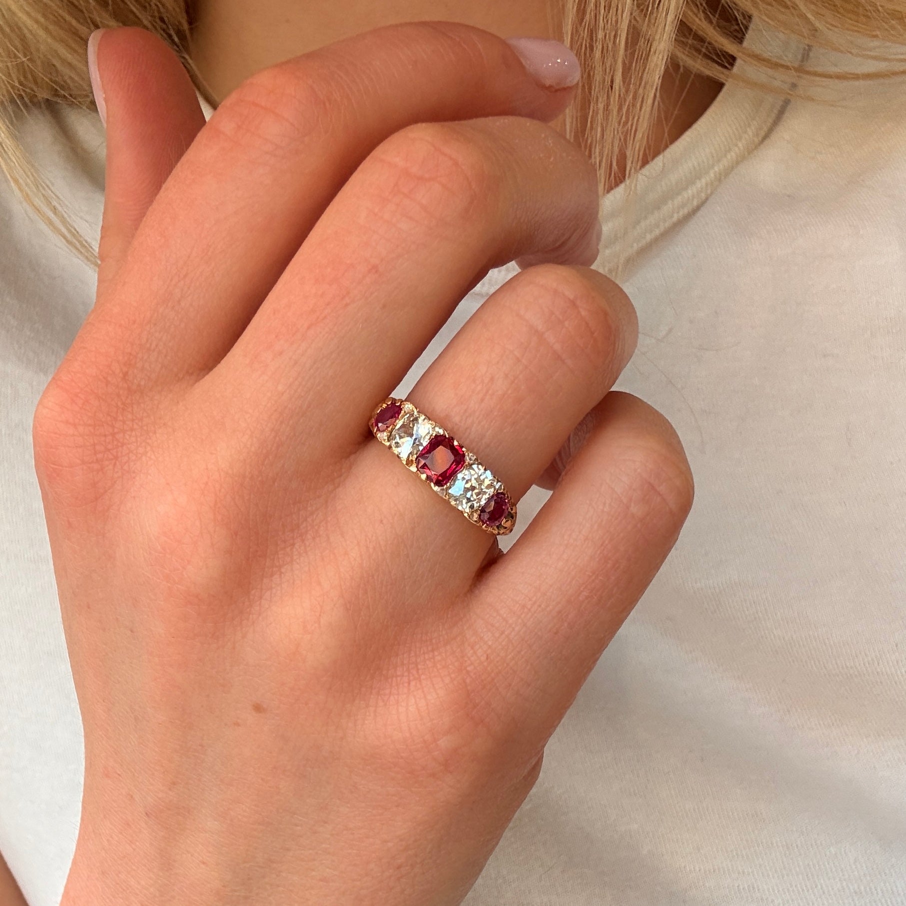 Victorian Ruby Diamond Ring-Charlotte Sayers Antique Jewellery