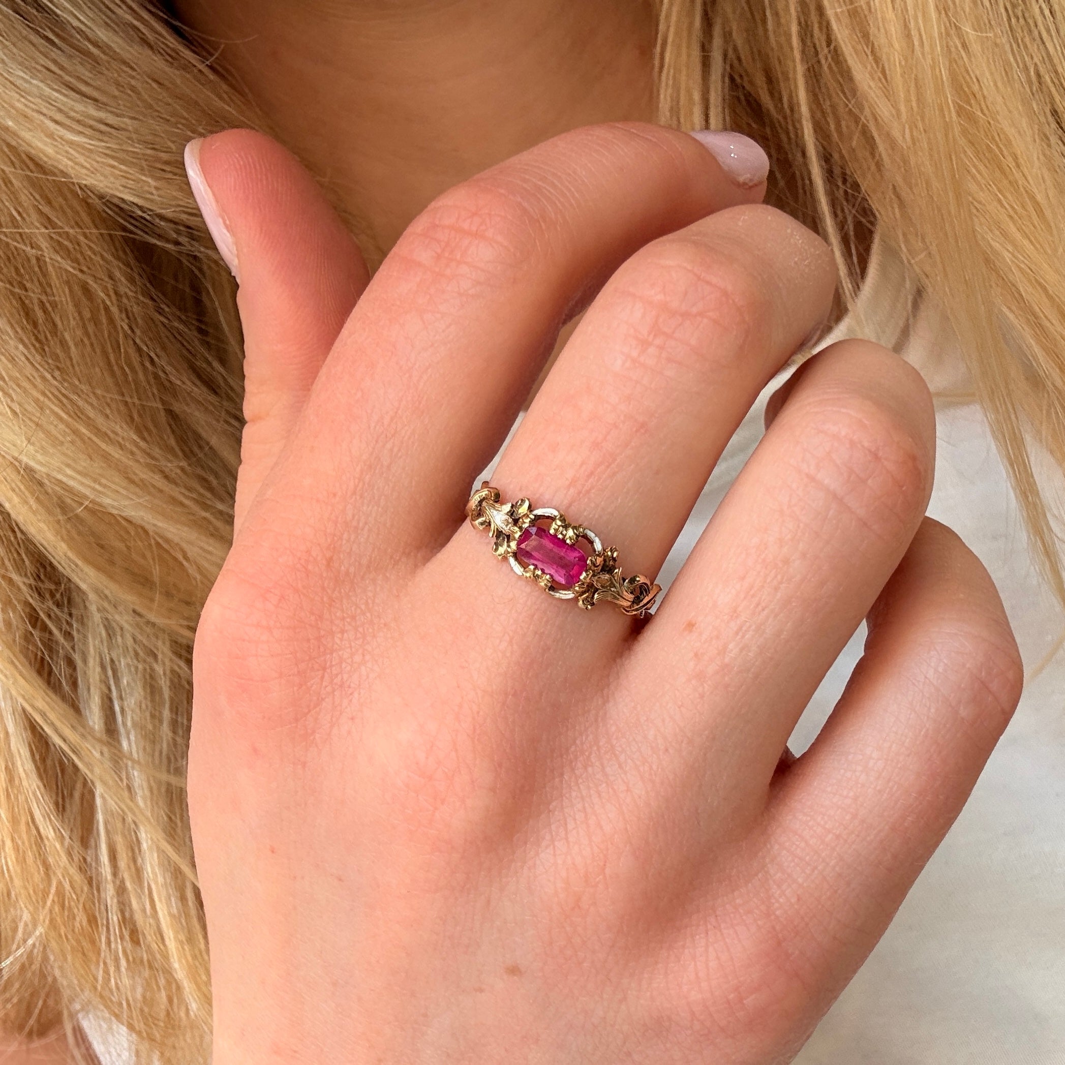 Victorian Ruby Enamel Ring-Charlotte Sayers Antique Jewellery