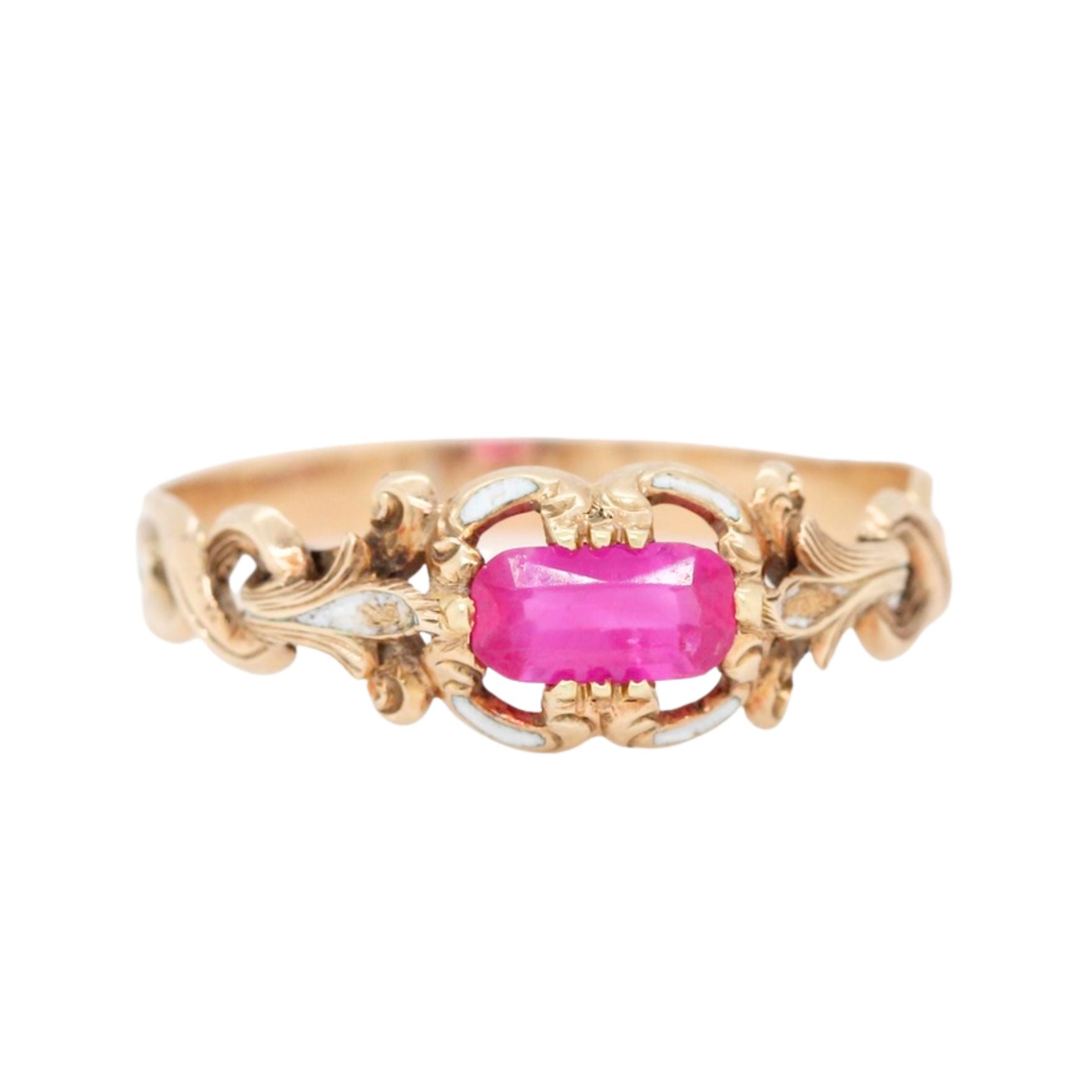 Victorian Ruby Enamel Ring-Charlotte Sayers Antique Jewellery