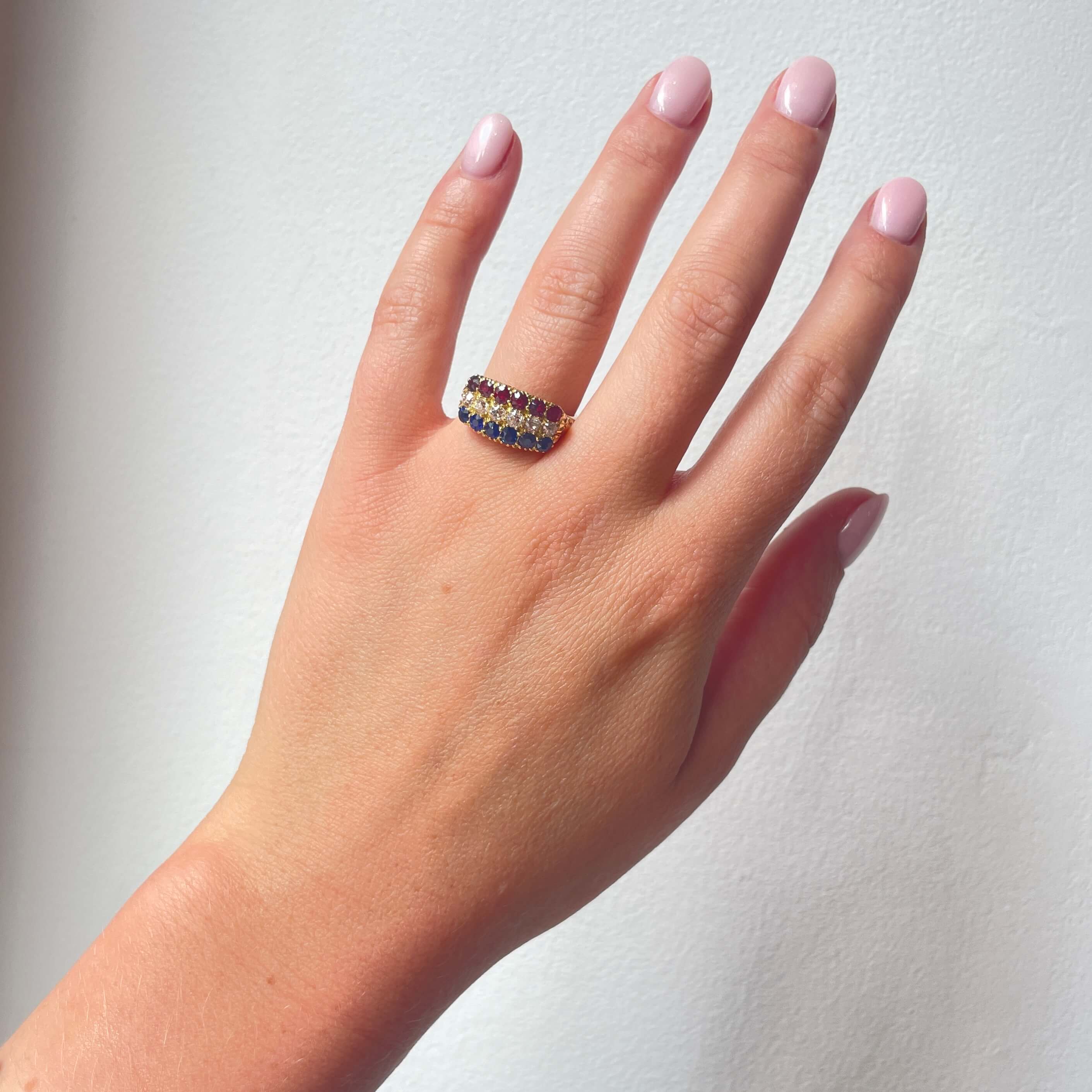 Victorian Ruby Sapphire and Diamond Ring-Charlotte Sayers Antique Jewellery