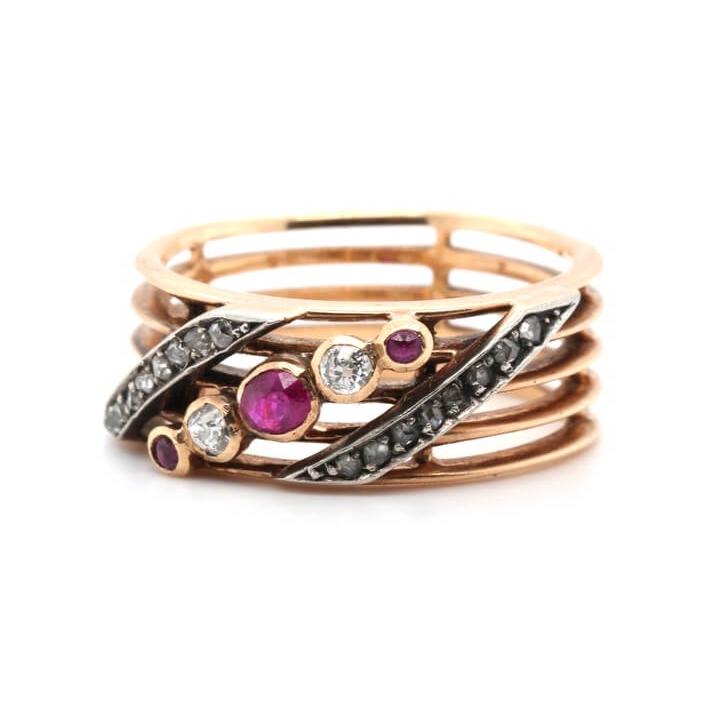 Victorian Ruby and Diamond Band Ring-Charlotte Sayers Antique Jewellery