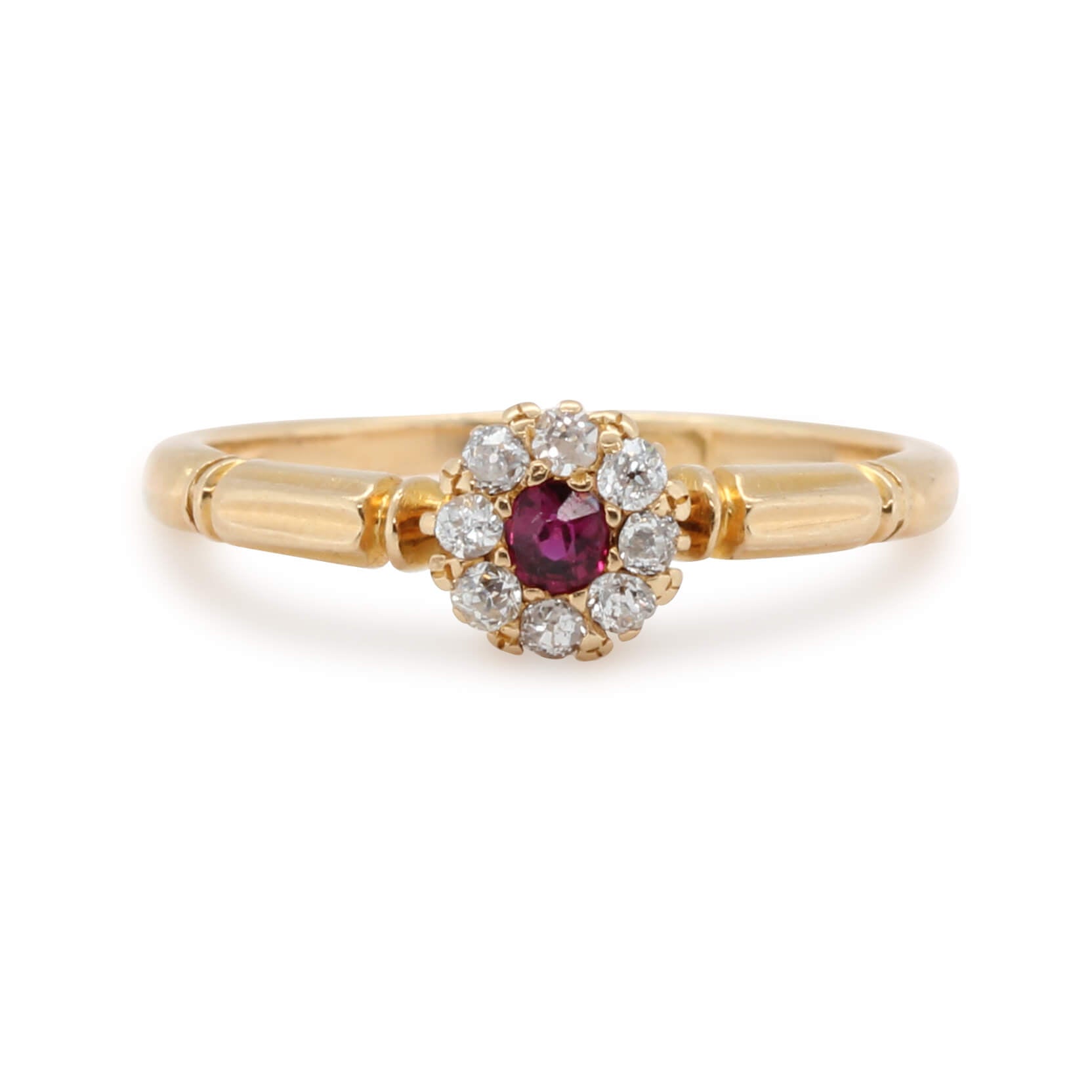 Victorian Ruby and Diamond Cluster Ring-Charlotte Sayers Antique Jewellery