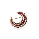 Victorian Ruby and Diamond Crescent Brooch-Charlotte Sayers Antique Jewellery