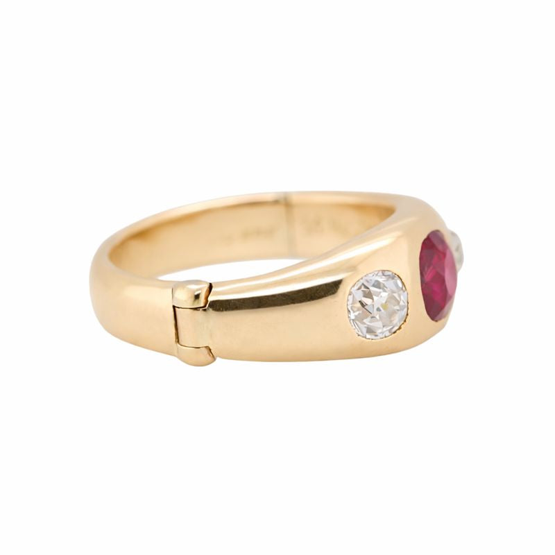 Victorian Ruby and Diamond Gypsy Ring-Charlotte Sayers Antique Jewellery