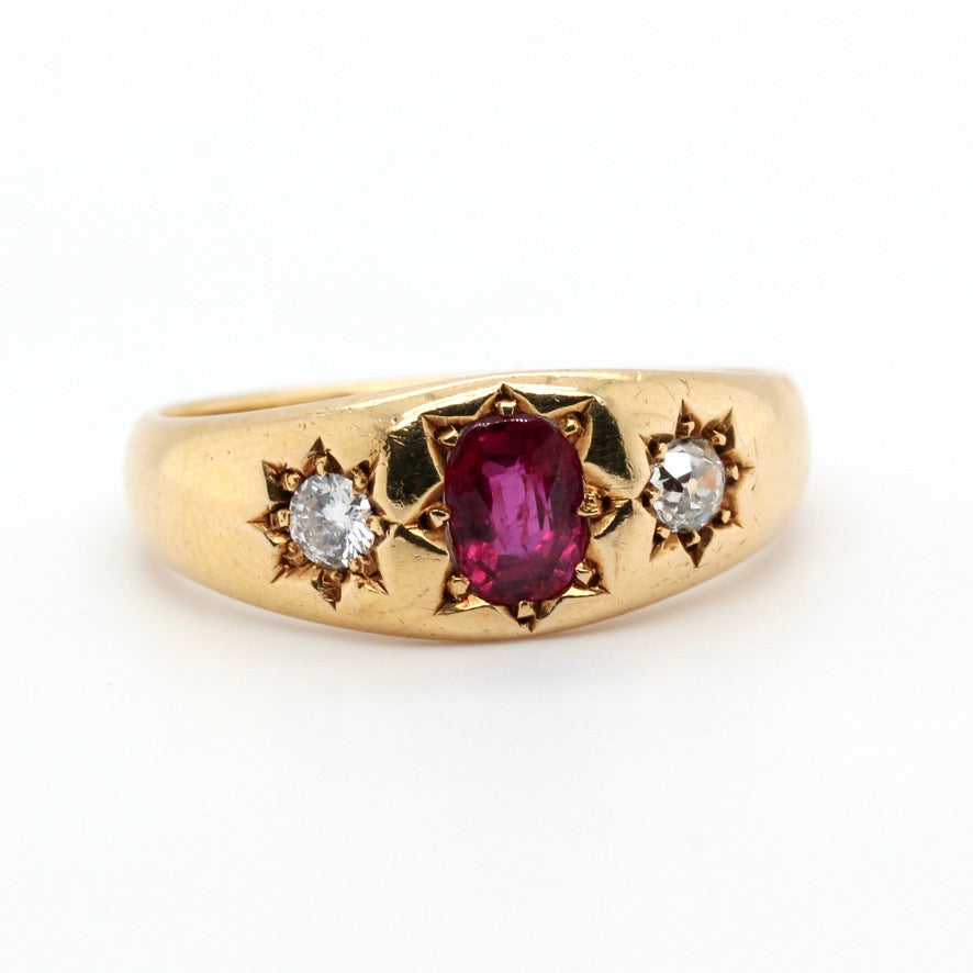 Victorian Ruby and Diamond Gypsy Ring-Charlotte Sayers Antique Jewellery