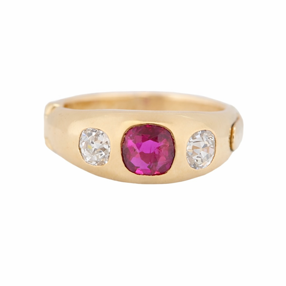 Victorian Ruby and Diamond Gypsy Ring-Charlotte Sayers Antique Jewellery