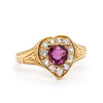 Victorian Ruby and Diamond Heart Ring-Charlotte Sayers Antique Jewellery