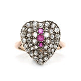 Victorian Ruby and Diamond Heart Ring-Charlotte Sayers Antique Jewellery