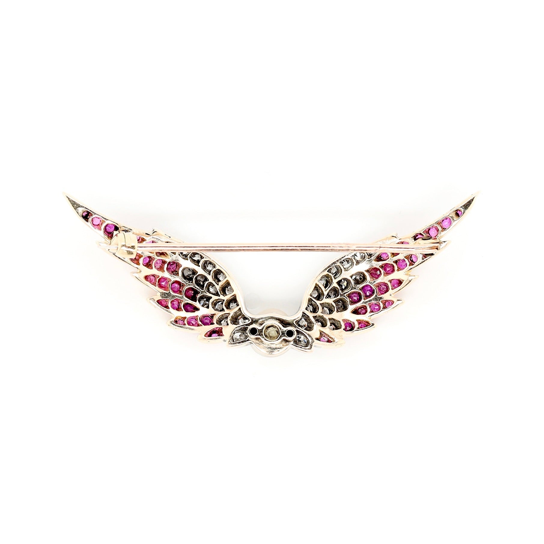 Victorian Ruby and Pearl Wing Brooch-Charlotte Sayers Antique Jewellery