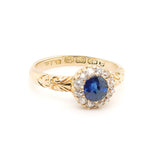 Victorian Sapphire Diamond Cluster Ring-Charlotte Sayers Antique Jewellery