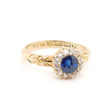 Victorian Sapphire Diamond Cluster Ring-Charlotte Sayers Antique Jewellery