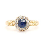 Victorian Sapphire Diamond Cluster Ring-Charlotte Sayers Antique Jewellery