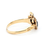 Victorian Sapphire & Diamond Double Heart Bow Ring-Charlotte Sayers Antique Jewellery