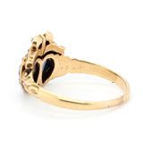 Victorian Sapphire & Diamond Double Heart Bow Ring-Charlotte Sayers Antique Jewellery
