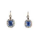 Victorian Sapphire & Diamond Drop Earrings-Charlotte Sayers Antique Jewellery
