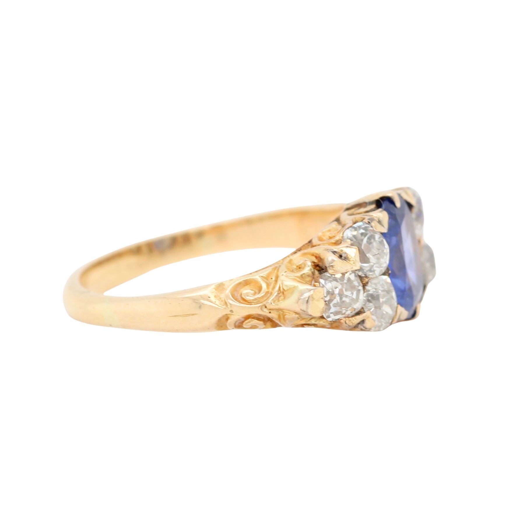 Victorian Sapphire Diamond Ring-Charlotte Sayers Antique Jewellery