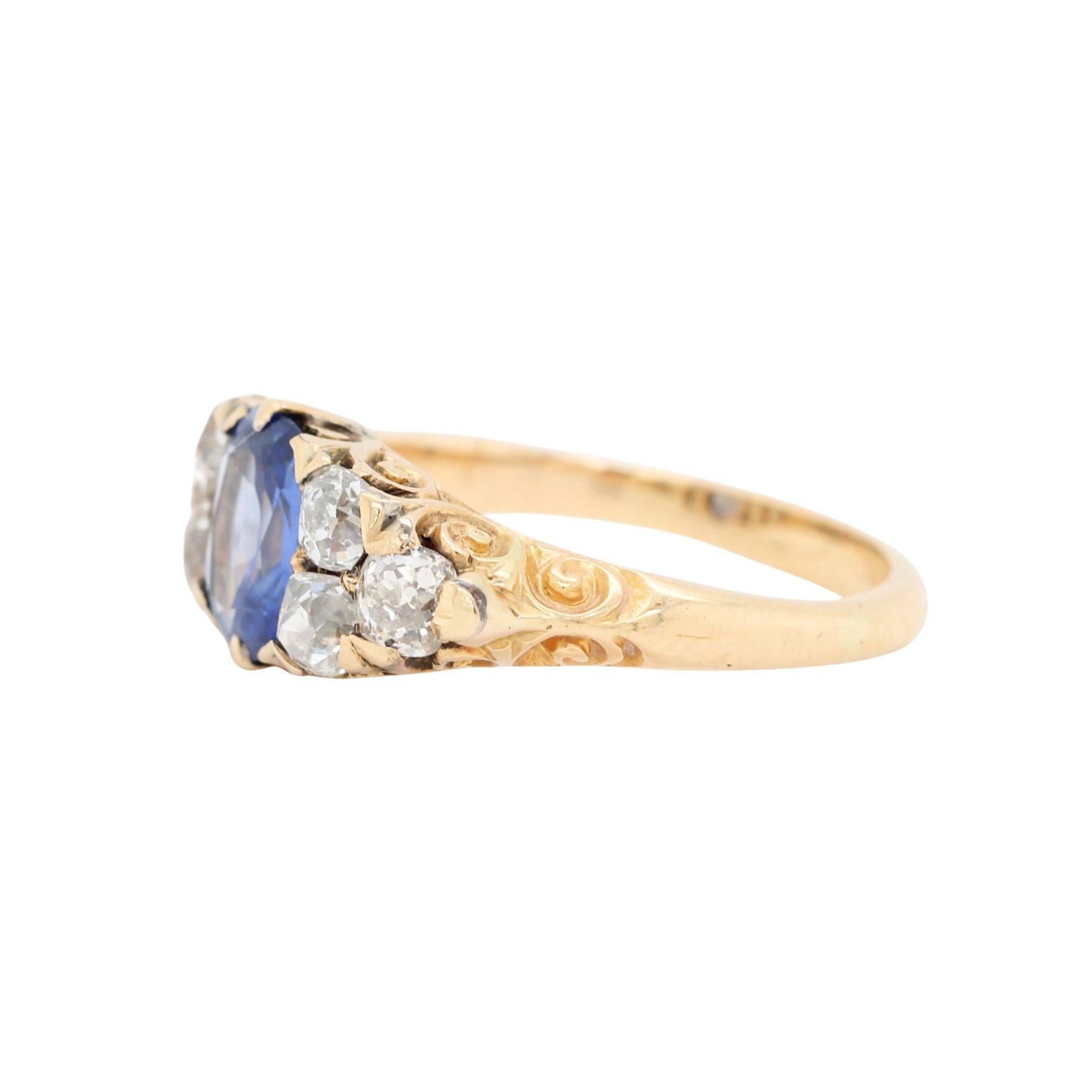 Victorian Sapphire Diamond Ring-Charlotte Sayers Antique Jewellery