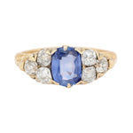Victorian Sapphire Diamond Ring-Charlotte Sayers Antique Jewellery