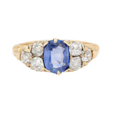 Victorian Sapphire Diamond Ring-Charlotte Sayers Antique Jewellery