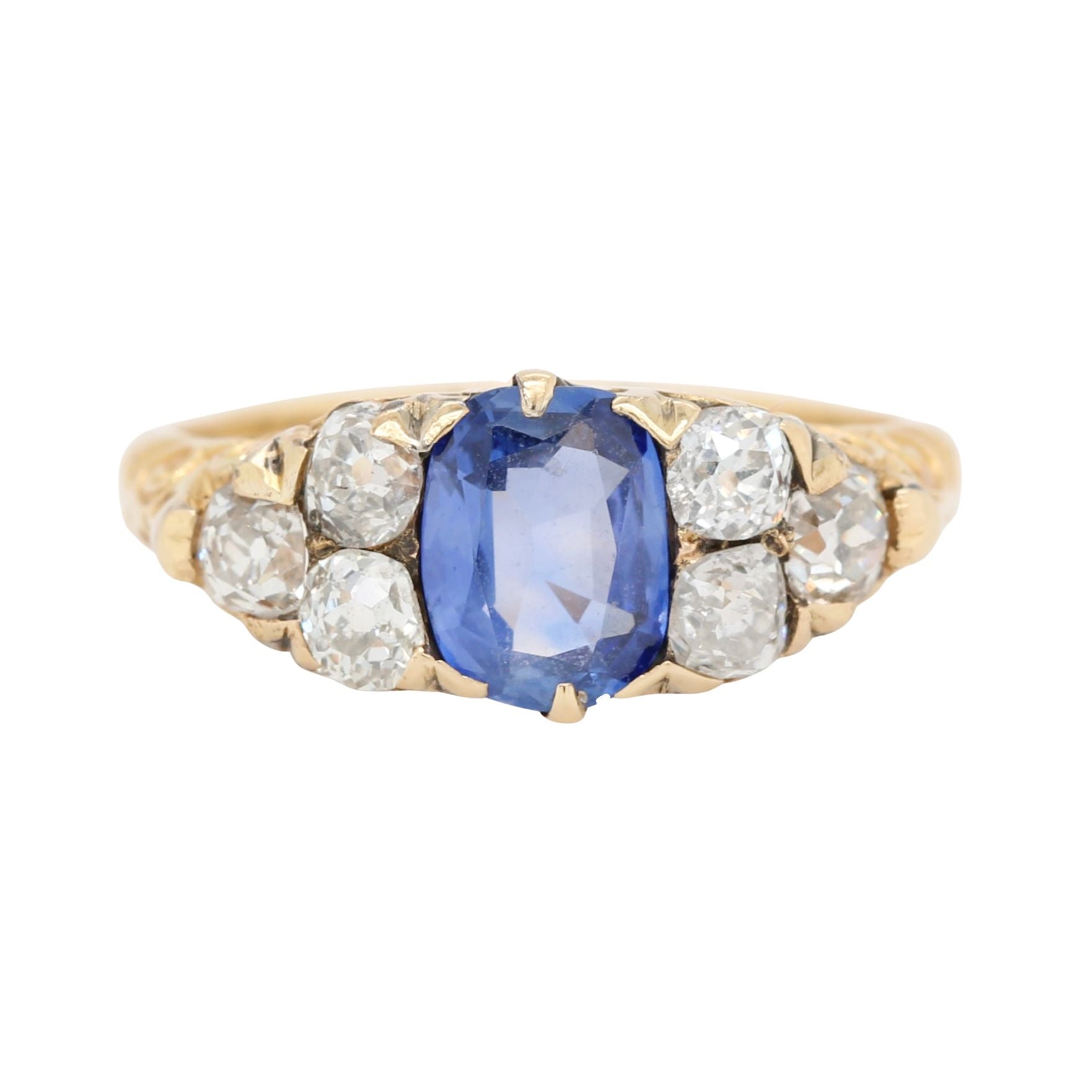 Victorian Sapphire Diamond Ring-Charlotte Sayers Antique Jewellery