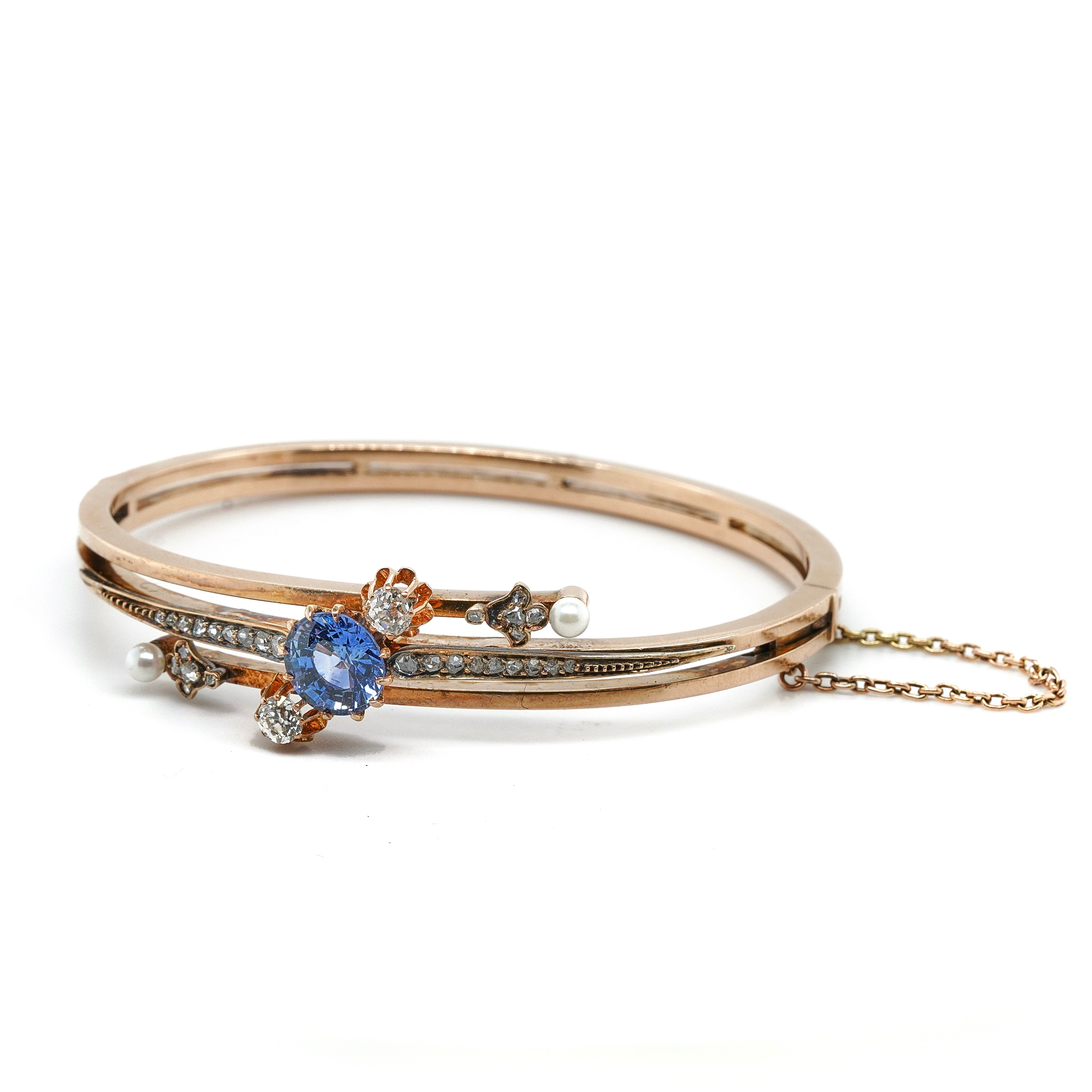 Victorian Sapphire, Diamond and Pearl Bracelet - Main Image