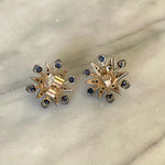 Victorian Sapphire, Pearl and Diamond Star Earrings-Charlotte Sayers Antique Jewellery