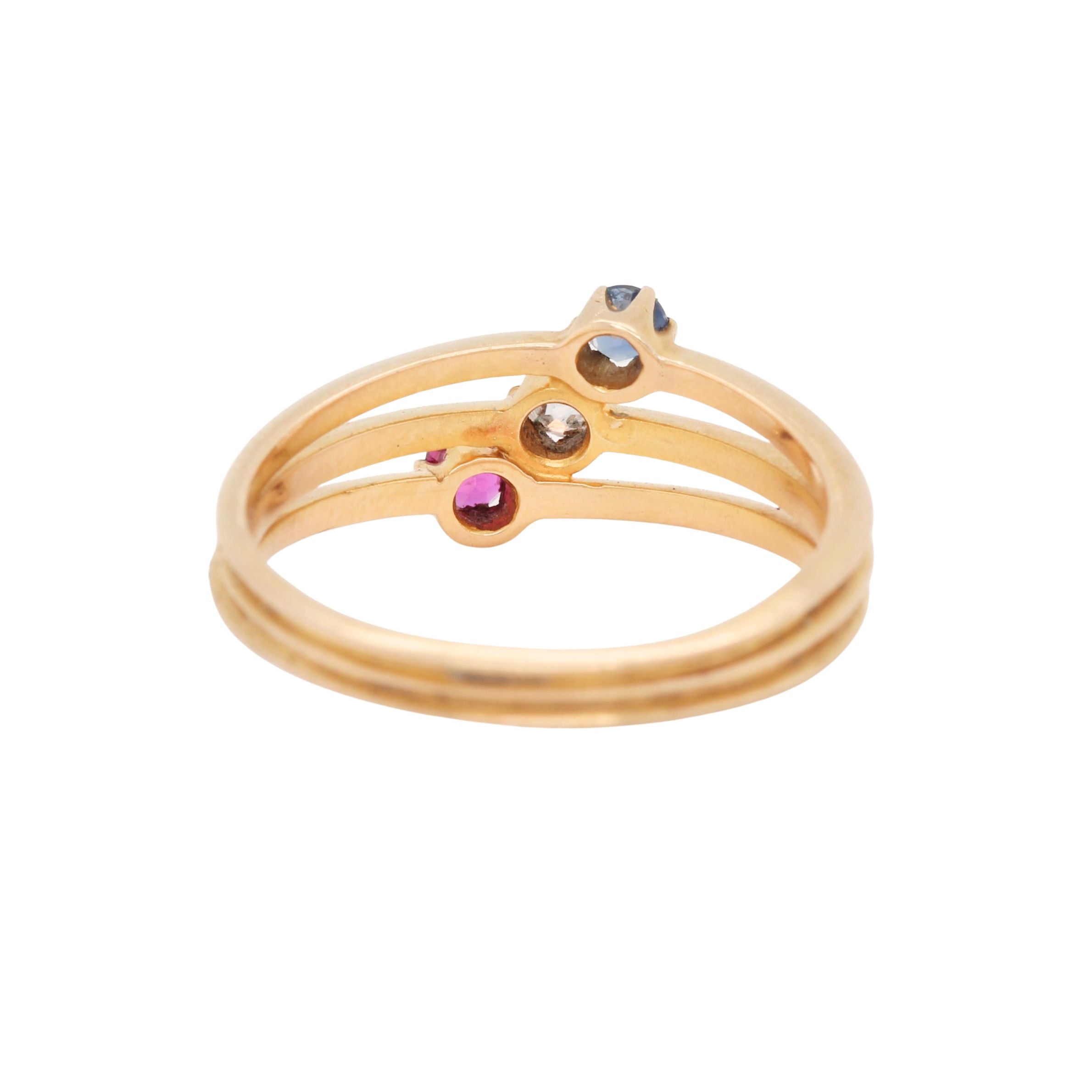 Victorian Sapphire Ruby and Diamond Ring-Charlotte Sayers Antique Jewellery