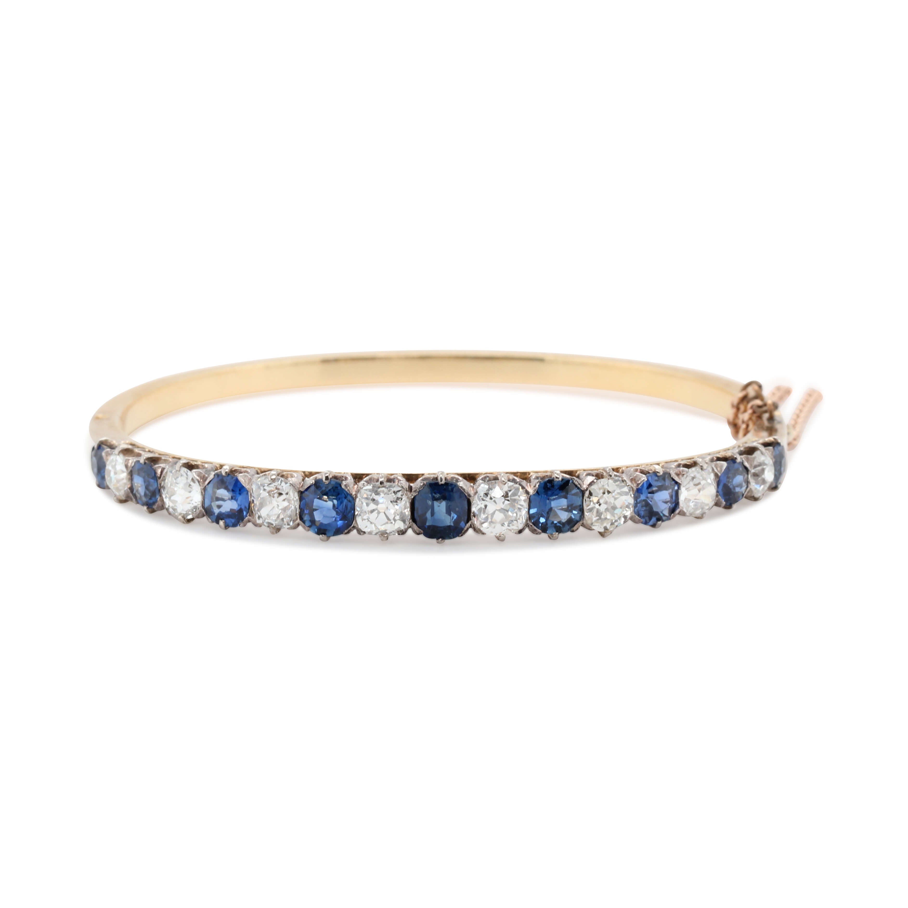 Victorian Sapphire and Diamond Bangle-Charlotte Sayers Antique Jewellery