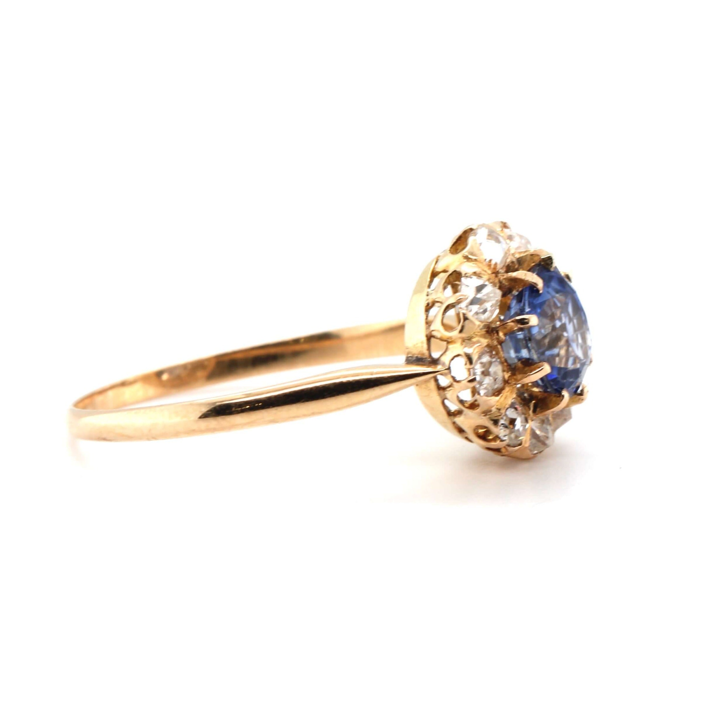 Victorian Sapphire and Diamond Cluster Ring-Charlotte Sayers Antique Jewellery