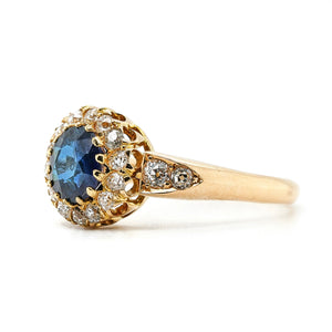 Victorian Sapphire and Diamond Cluster Ring-Charlotte Sayers Antique Jewellery