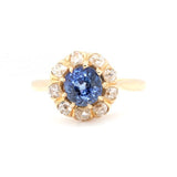 Victorian Sapphire and Diamond Cluster Ring-Charlotte Sayers Antique Jewellery