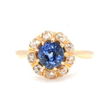 Victorian Sapphire and Diamond Cluster Ring-Charlotte Sayers Antique Jewellery