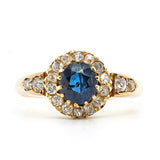 Victorian Sapphire and Diamond Cluster Ring-Charlotte Sayers Antique Jewellery