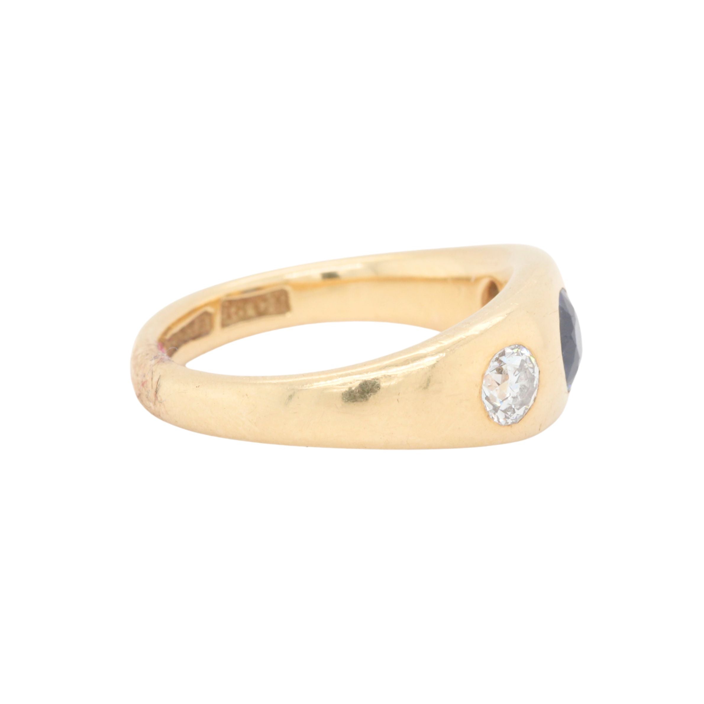 Victorian Sapphire and Diamond Gypsy Ring-Charlotte Sayers Antique Jewellery