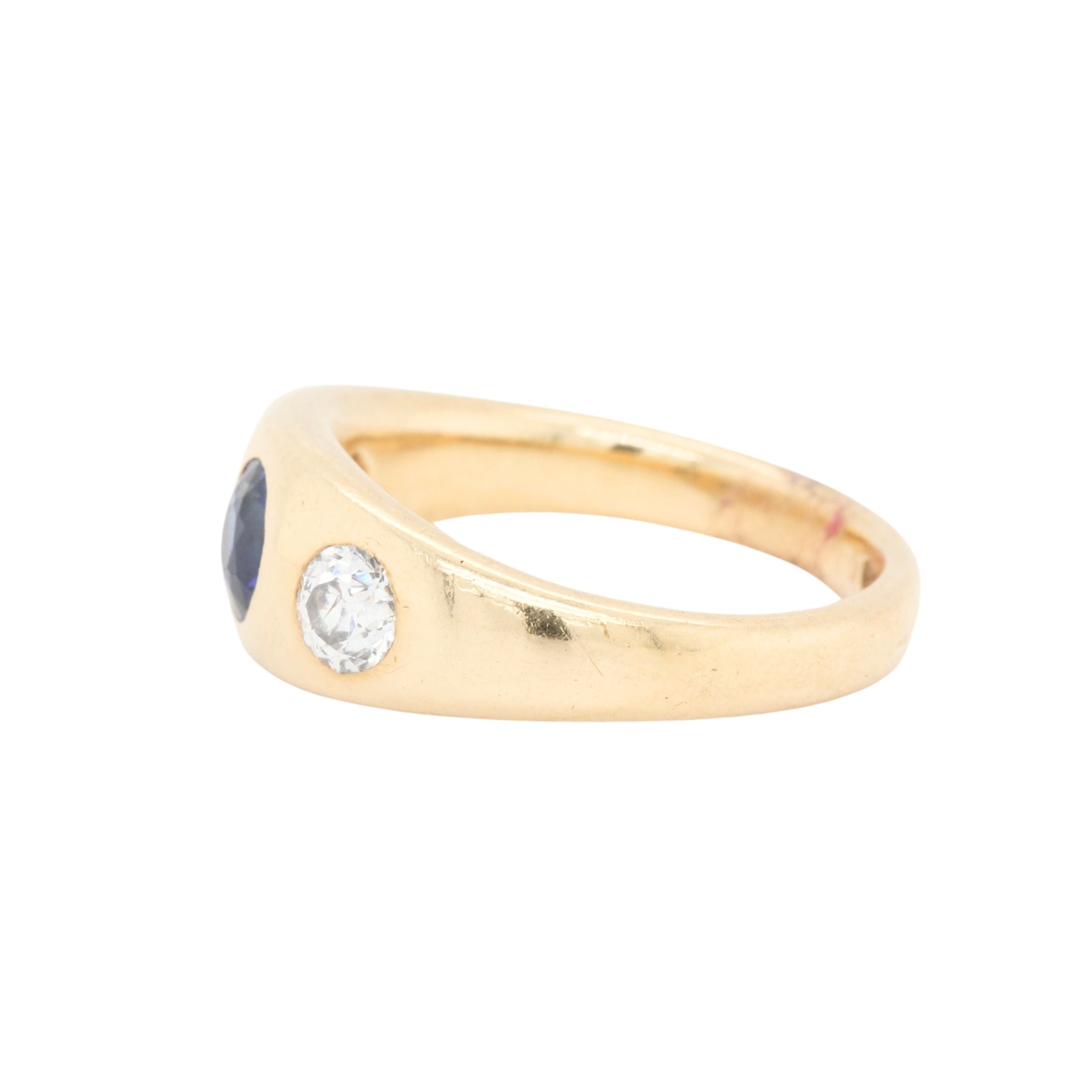 Victorian Sapphire and Diamond Gypsy Ring-Charlotte Sayers Antique Jewellery