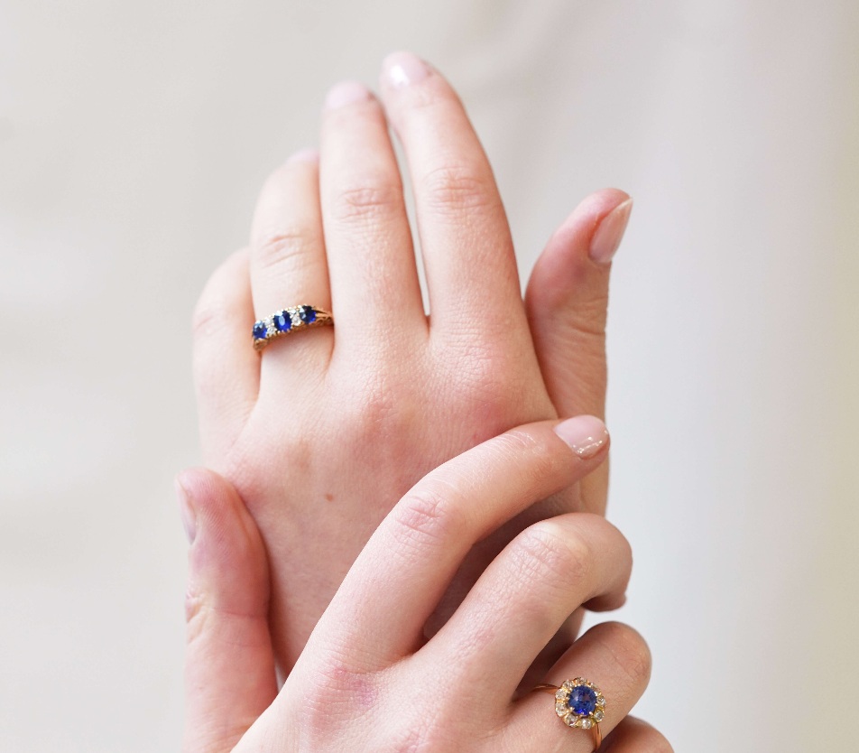 Victorian Sapphire and Diamond Ring-Charlotte Sayers Antique Jewellery