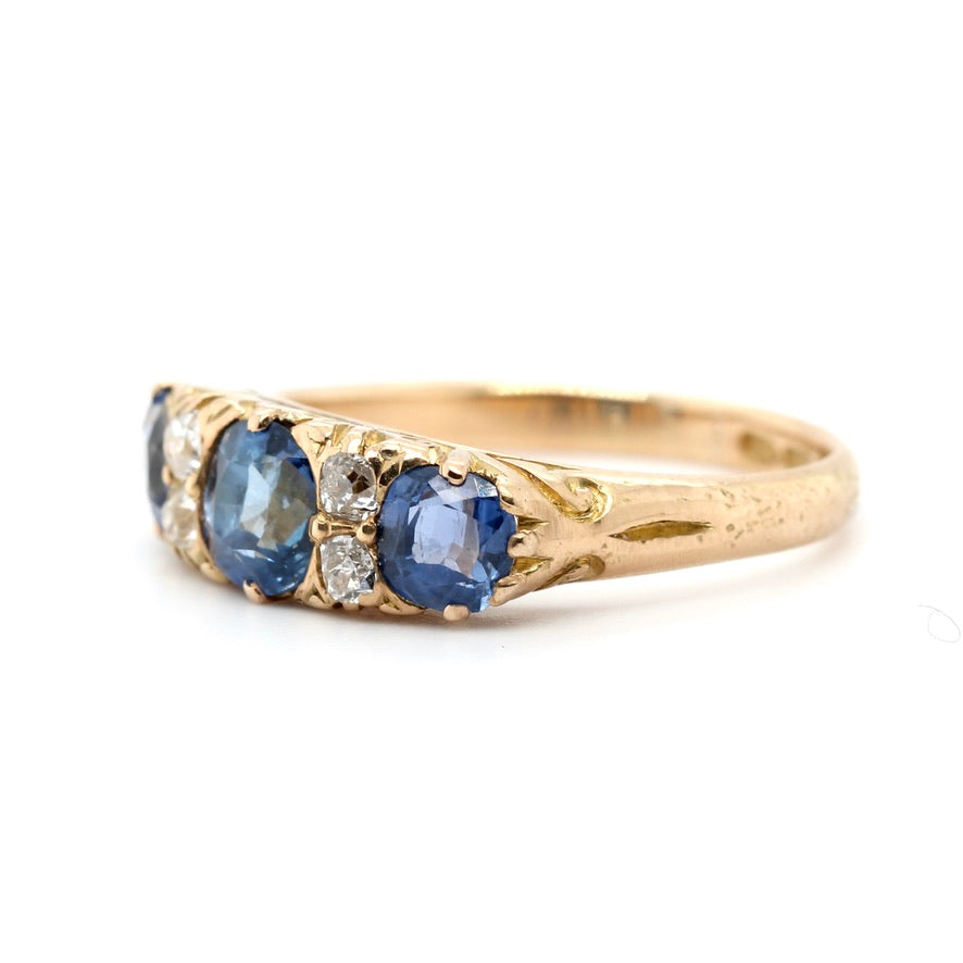 Victorian Sapphire and Diamond Ring-Charlotte Sayers Antique Jewellery