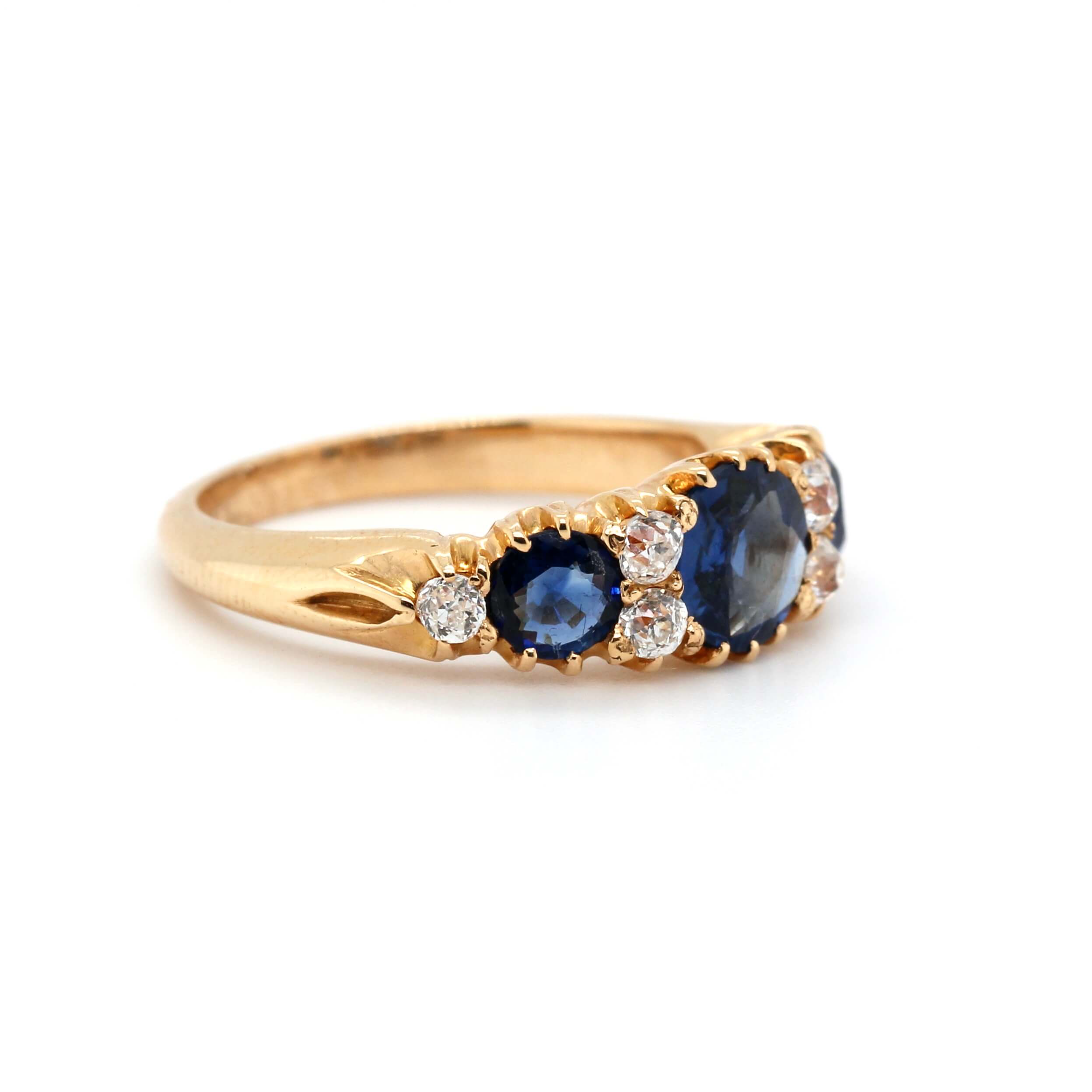 Victorian Sapphire and Diamond Ring-Charlotte Sayers Antique Jewellery